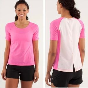 Lululemon Run Silver Lining Short Sleeve Shirt Pinkelicious Parfait Pink Size 6